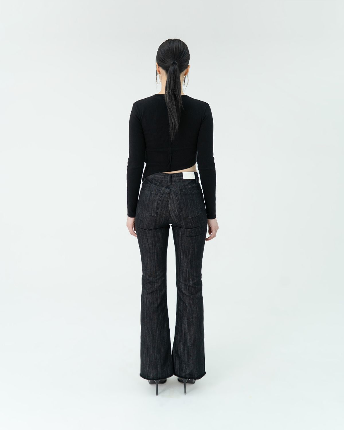 포스333(PHOS333) W Flare Fit Denim Pants/Black
