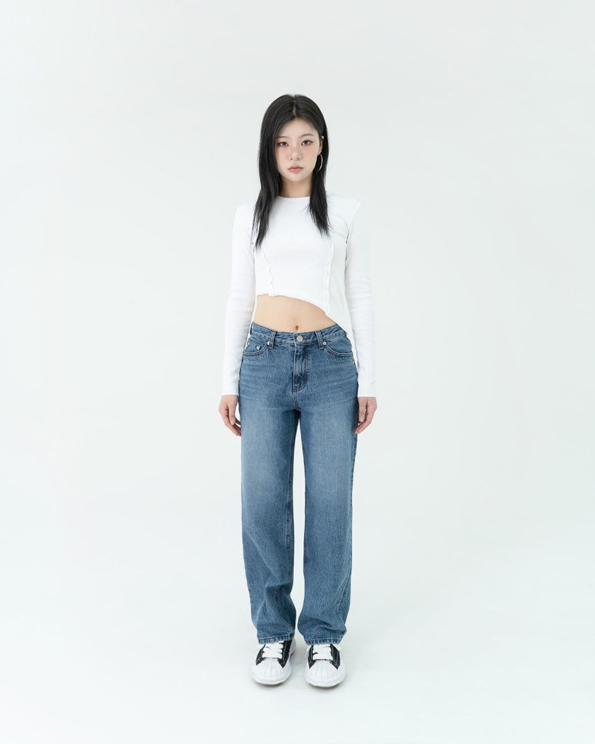 포스333(PHOS333) W Loose Fit Denim Pants/Indigo Blue