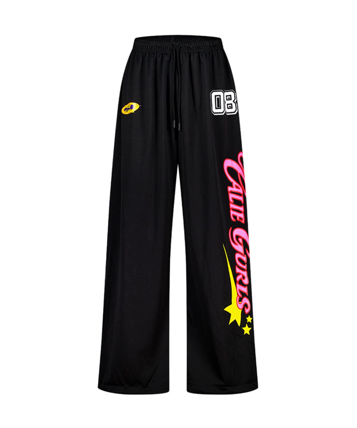 에즈이프 캘리(ASIF CALIE) GRAPHIC MESH WIDE PANTS BLACK