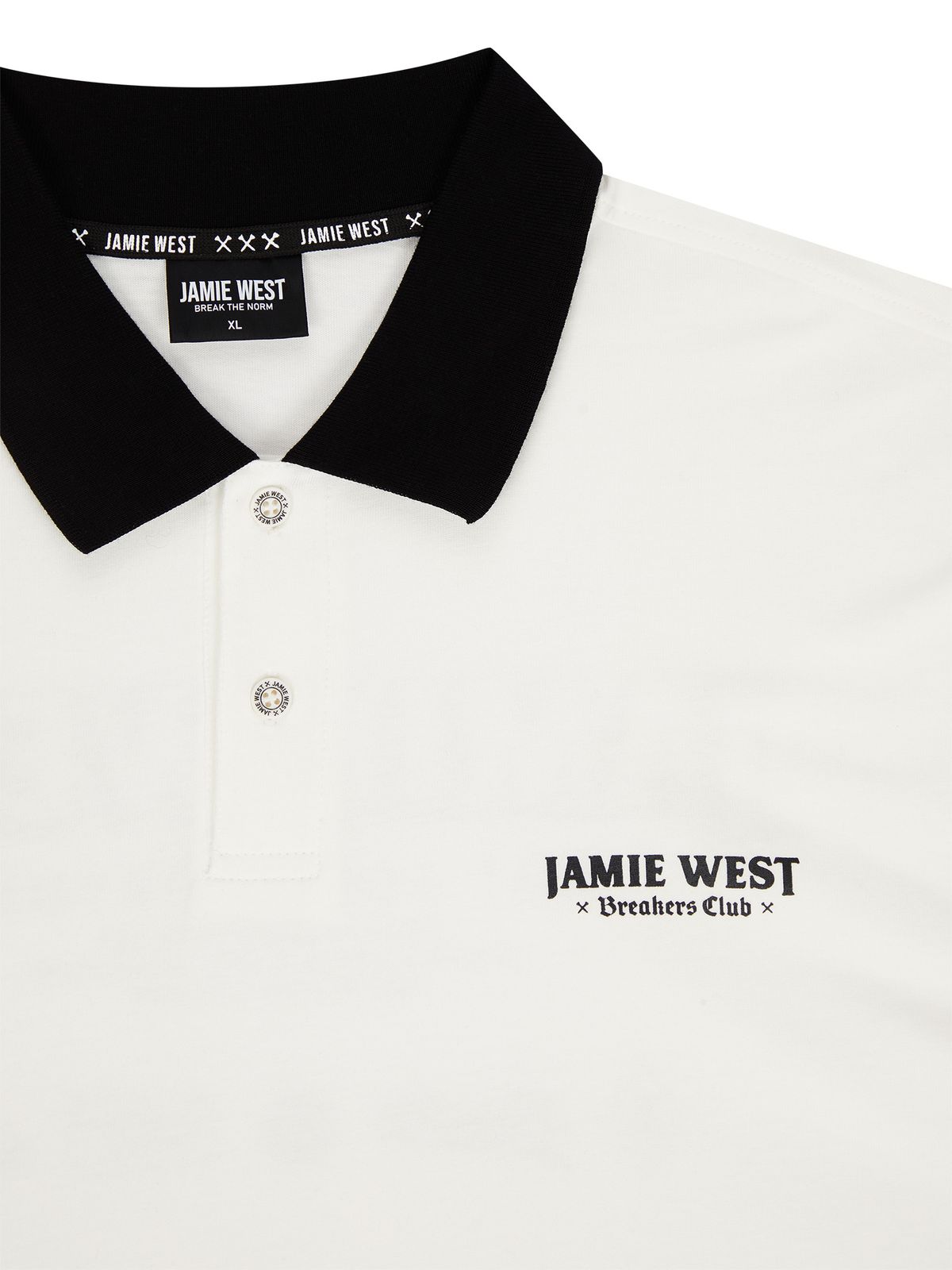 제이미웨스트(JAMIE WEST) JW 레터링 배색 카라티셔츠 (화이트)