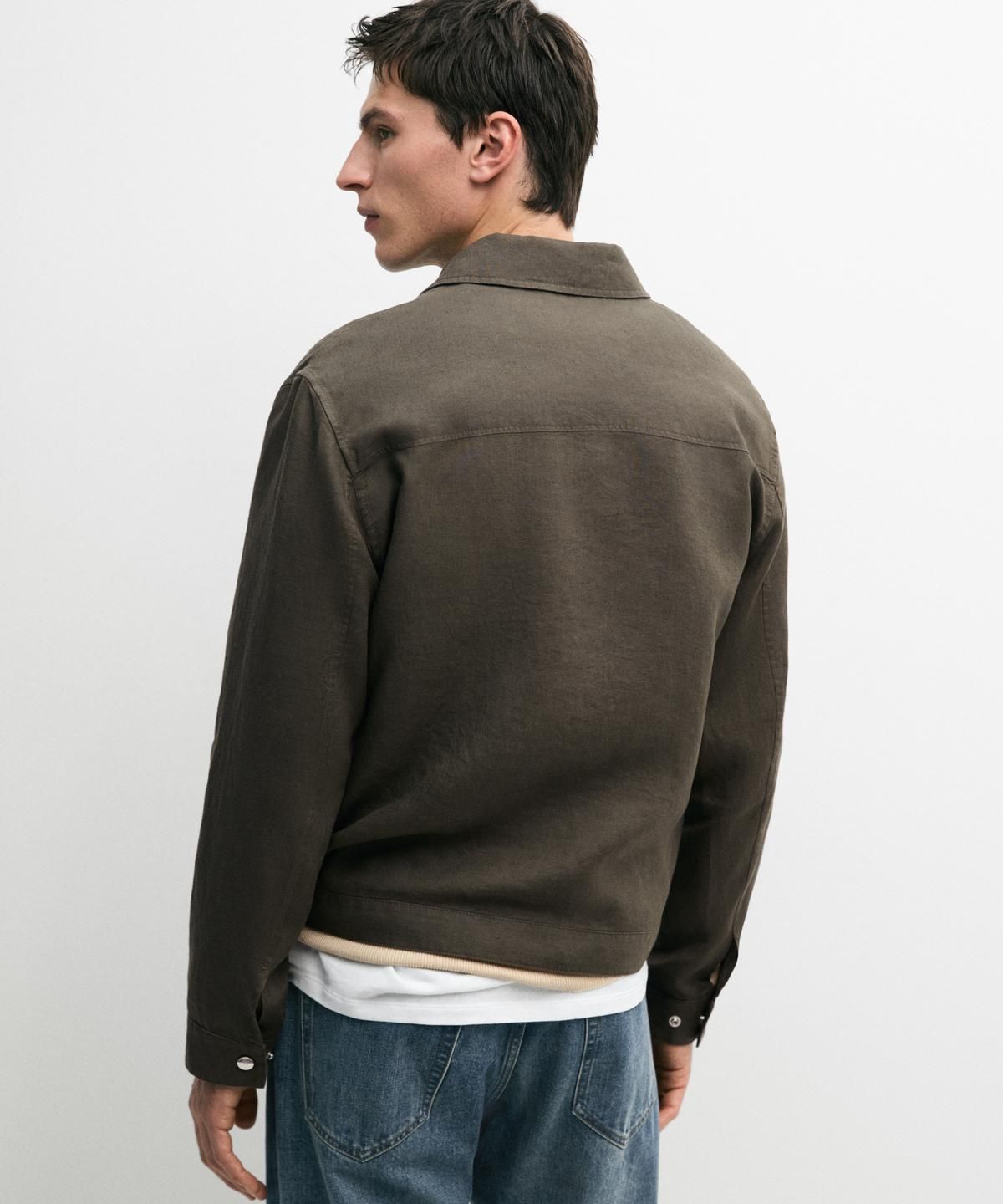 마시모두띠(MASSIMO DUTTI) 넥 디테일 100% 린넨 자켓