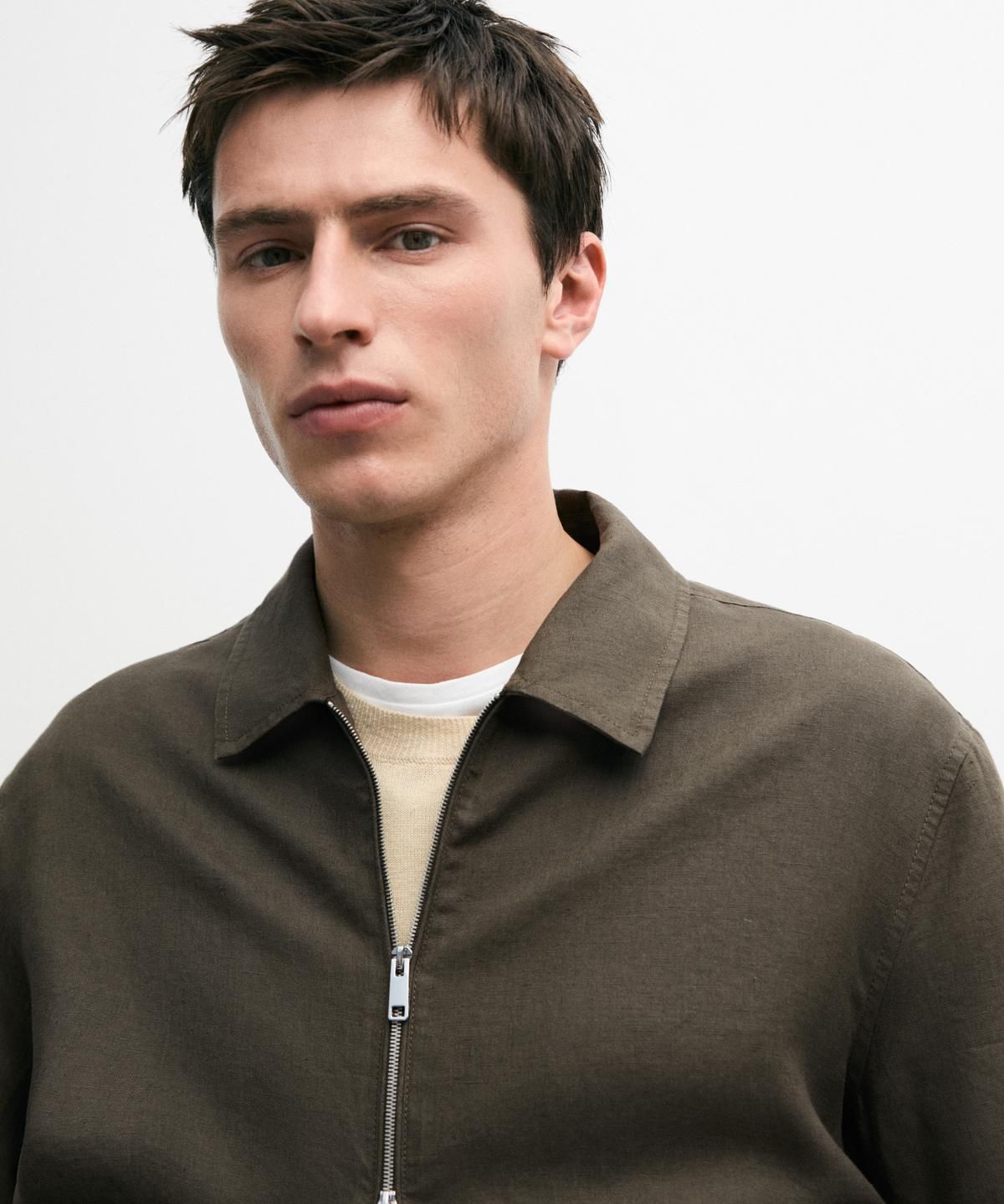 마시모두띠(MASSIMO DUTTI) 넥 디테일 100% 린넨 자켓