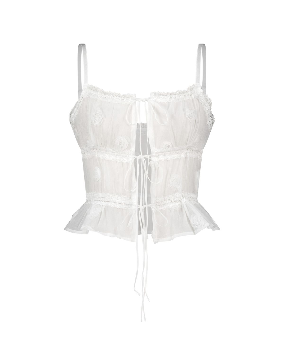 에즈이프 캘리(ASIF CALIE) CORSAGE LACE SLEEVELESS BLOUSE WHITE