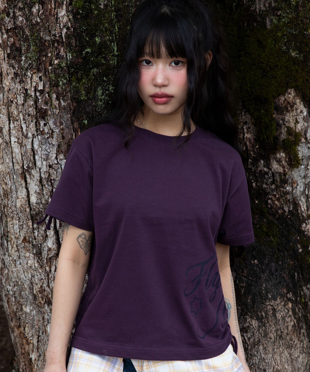 글랙(GLACK) GZT006 투더문 스트링 티셔츠 (PURPLE)