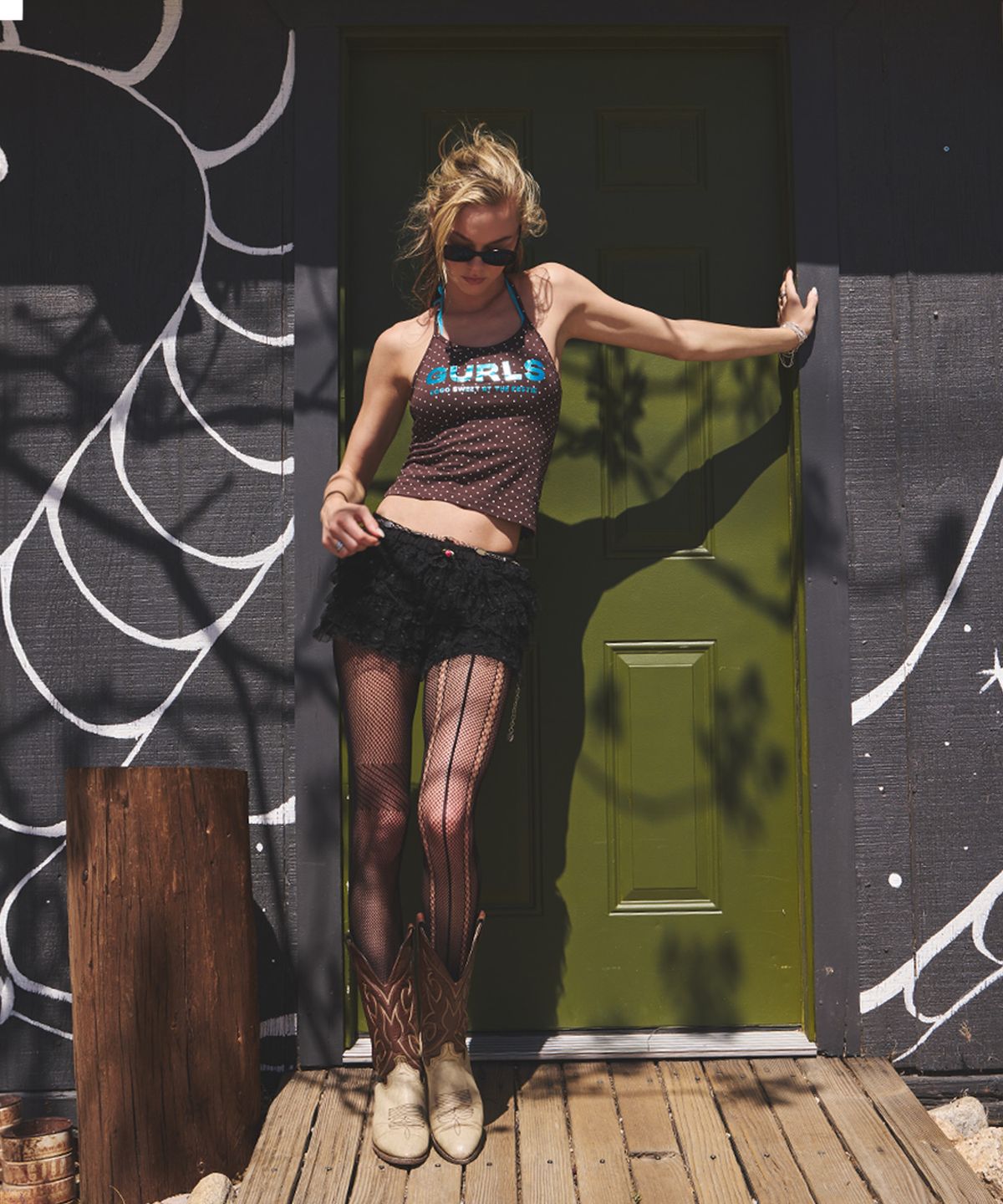 에즈이프 캘리(ASIF CALIE) GURLS GLITER DOT SLEEVELESS BROWN