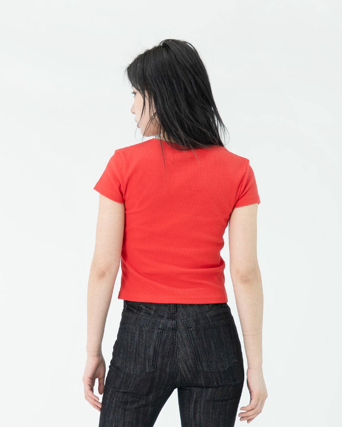 포스333(PHOS333) W Slim Fit Slit T-Shirt/Red