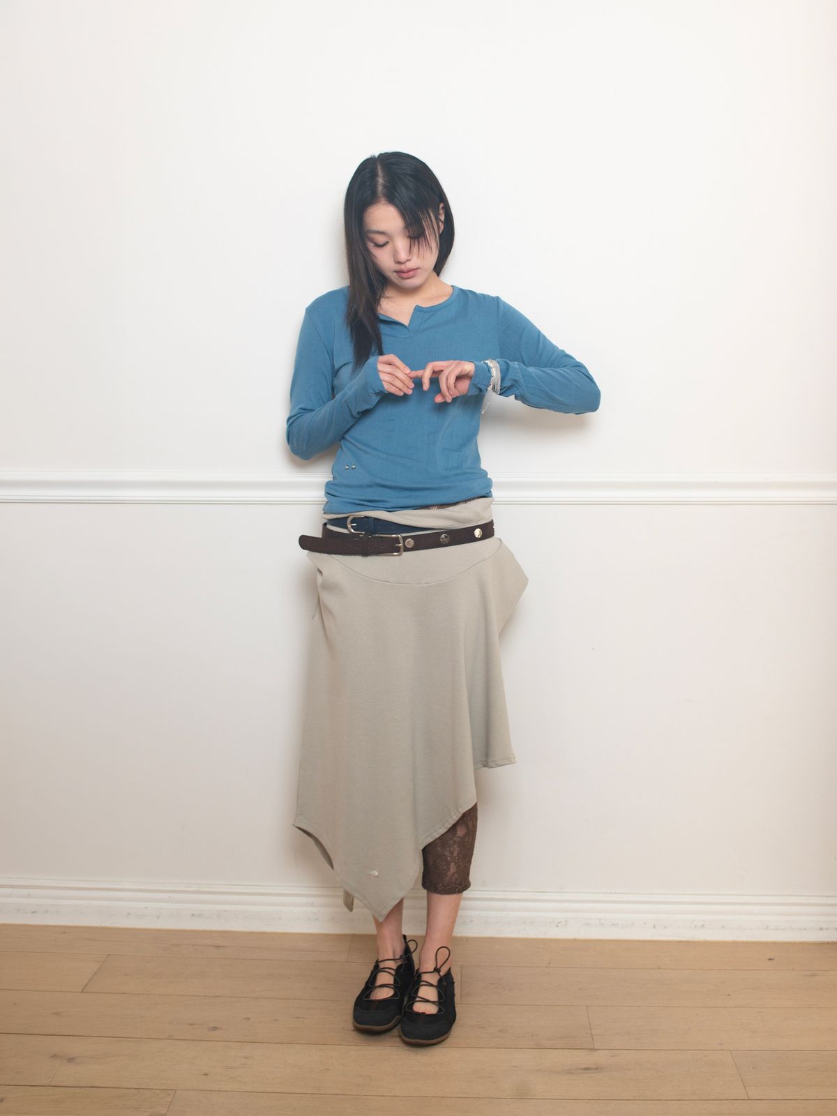온스카(ONSKA) SOFT TOUCH WRINKLE T (BLUE)