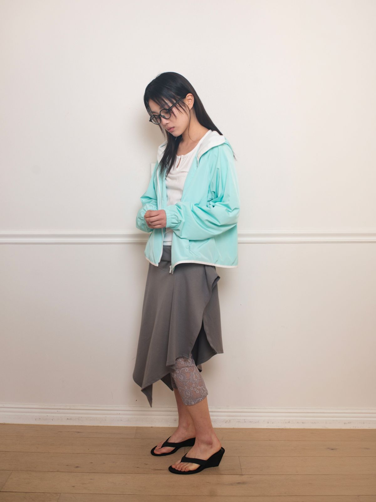 온스카(ONSKA) ROSE SHEER LACE LEGGINGS (MAUVE GREY)
