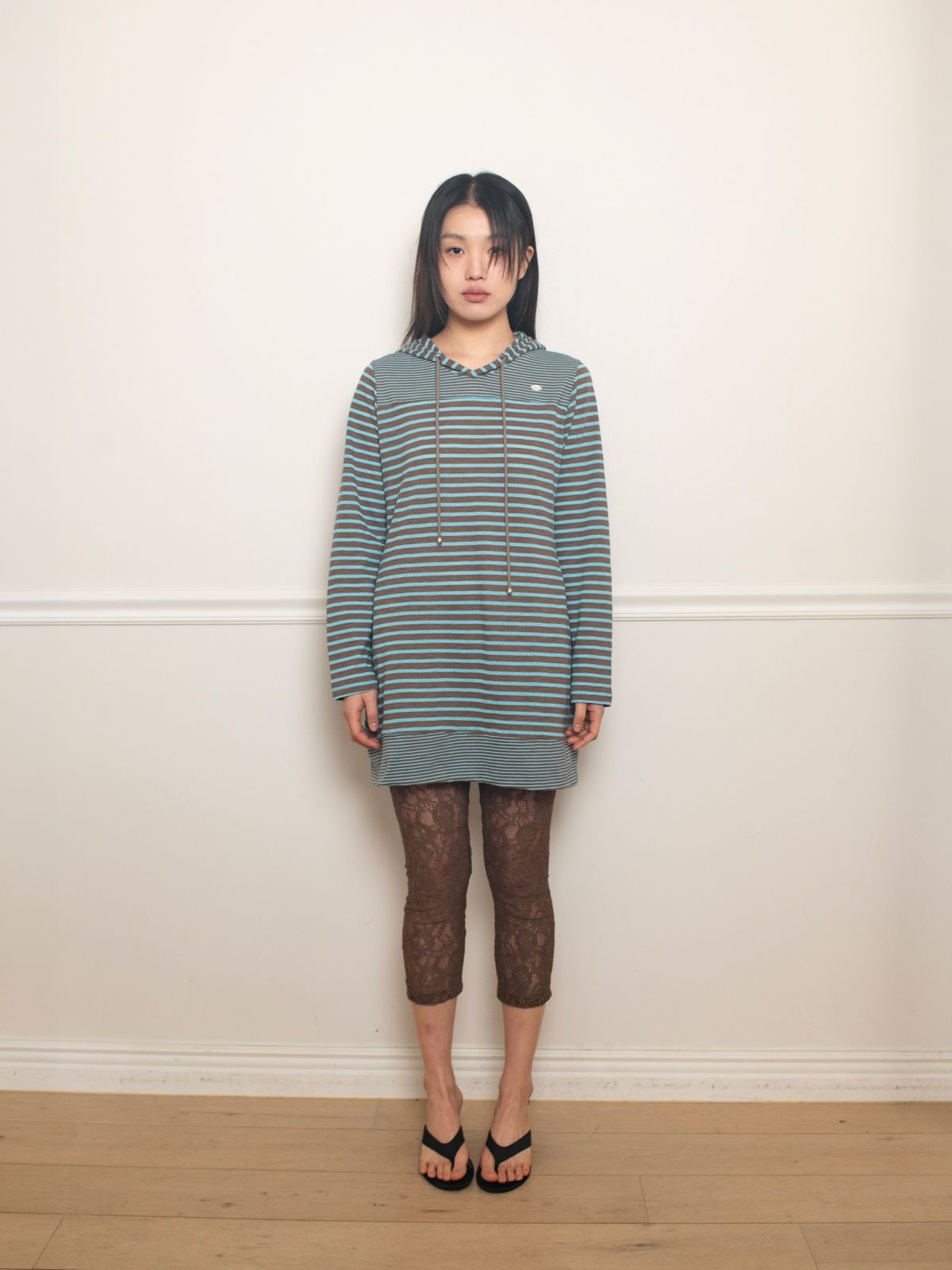 온스카(ONSKA) ROSE SHEER LACE LEGGINGS (CHOCOLATE)