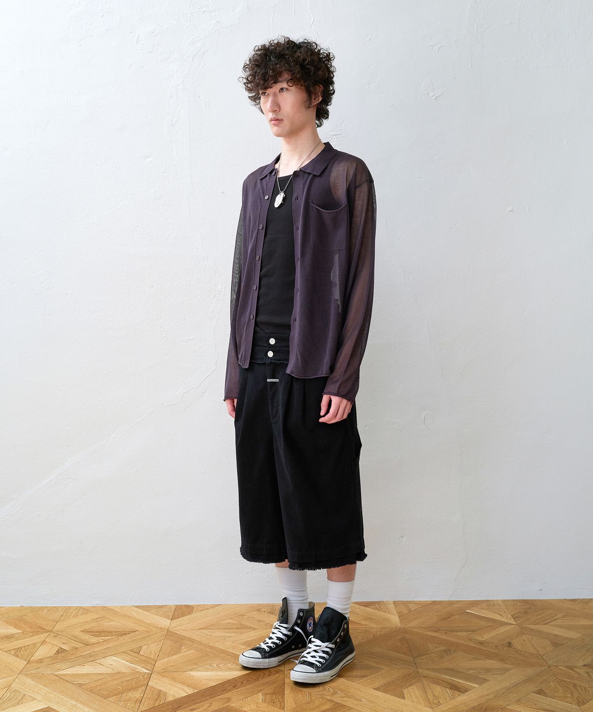 더바이닐하우스(THEVINYLHOUSE) DOUBLE LAYERED SHORTS BLACK