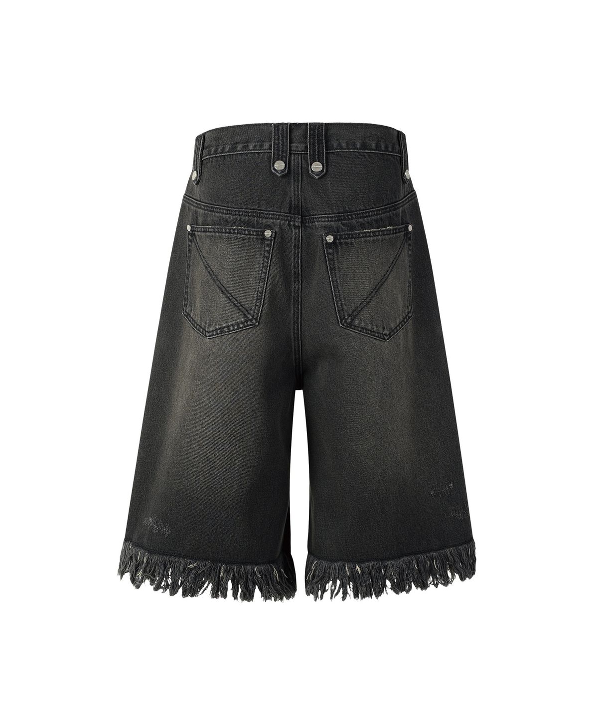 더바이닐하우스(THEVINYLHOUSE) DESTROYED DENIM SHORTS BLACK