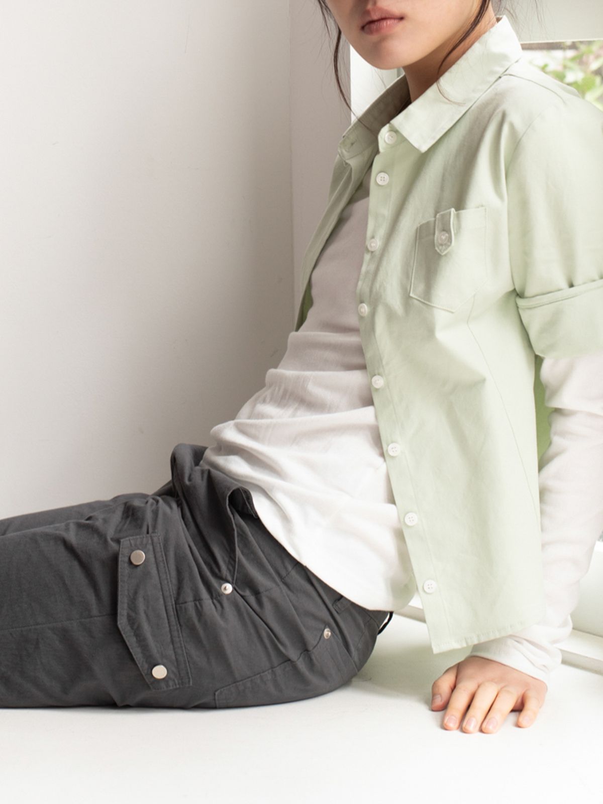 온스카(ONSKA) ROLL UP OXFORD SHIRT (MELON)