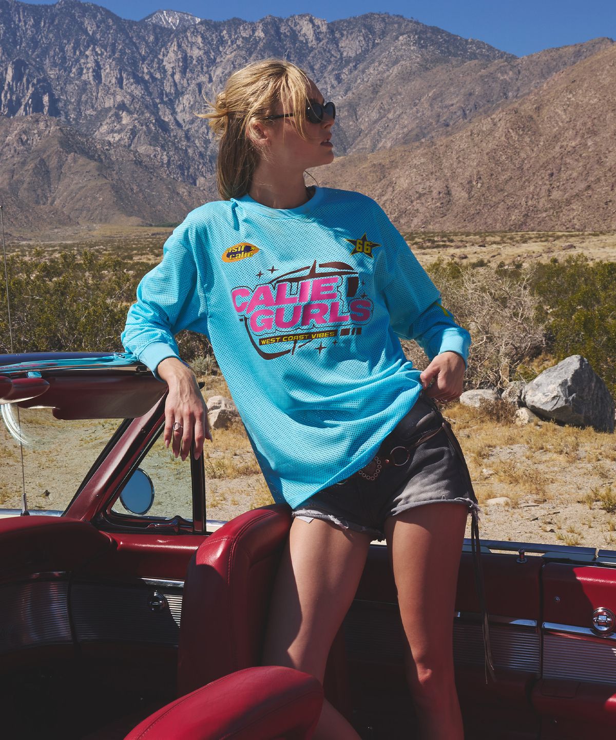 에즈이프 캘리(ASIF CALIE) GURLS GRAPHIC MESH T-SHIRTS BLUE
