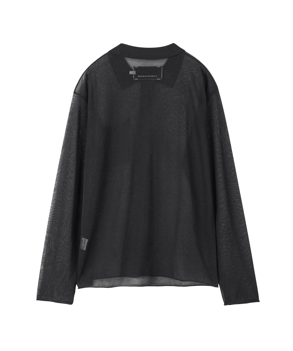 더바이닐하우스(THEVINYLHOUSE) SHEER COLLAR CARDIGAN CHARCOAL