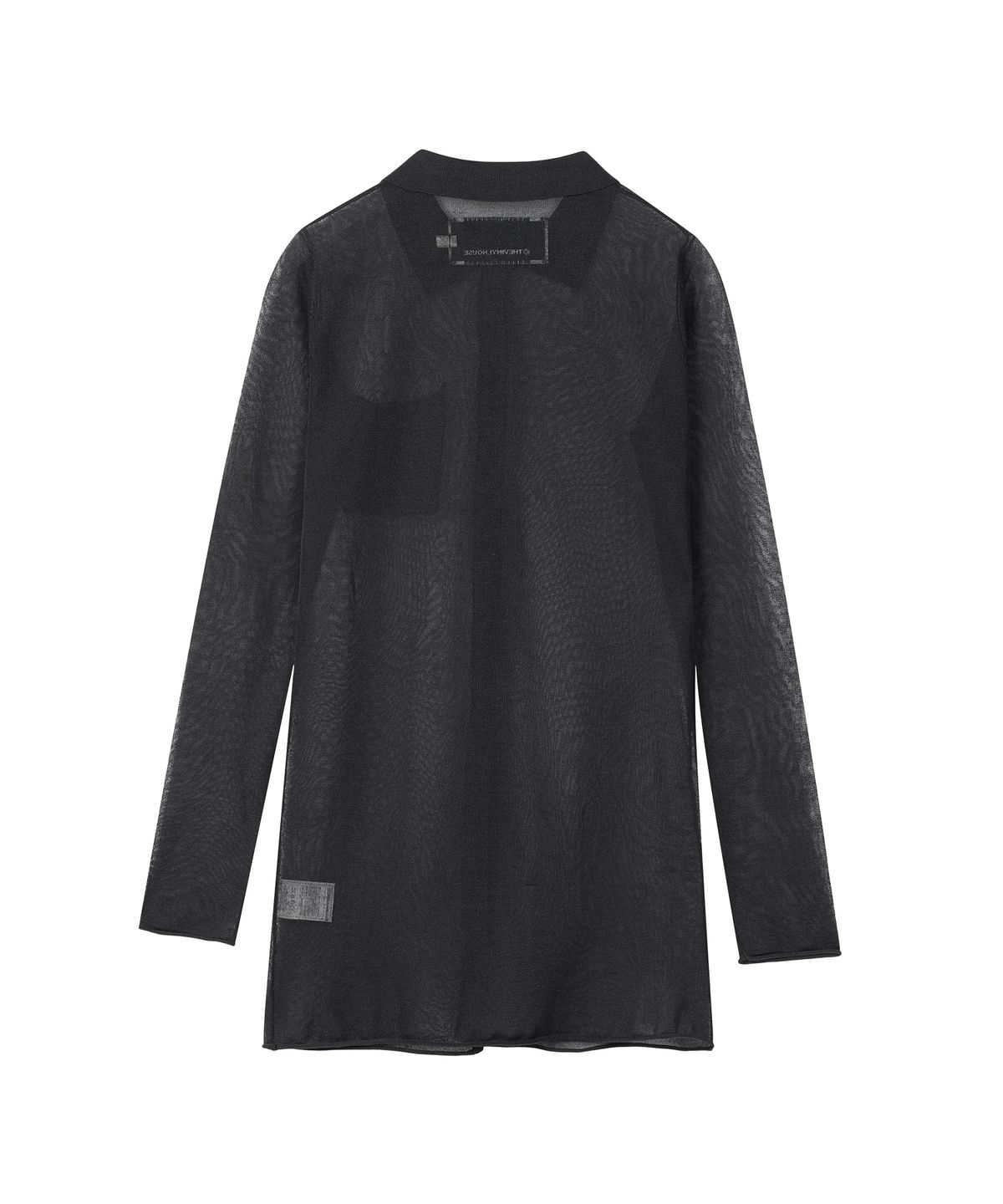 더바이닐하우스(THEVINYLHOUSE) SHEER COLLAR CARDIGAN CHARCOAL