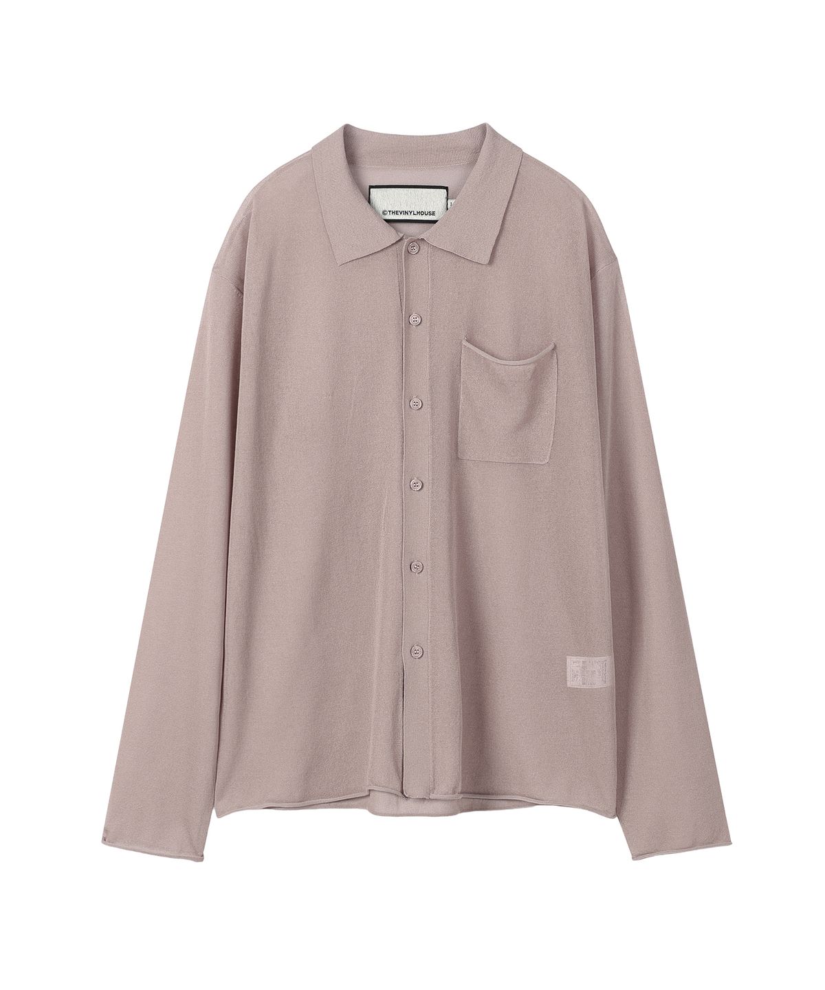 더바이닐하우스(THEVINYLHOUSE) SHEER COLLAR CARDIGAN PINK