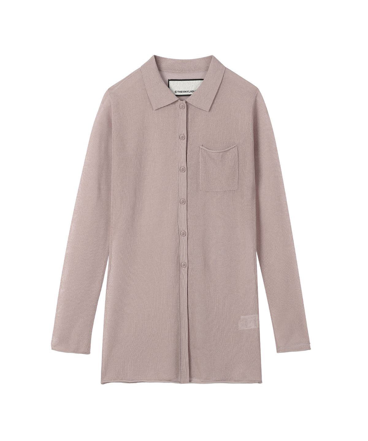 더바이닐하우스(THEVINYLHOUSE) SHEER COLLAR CARDIGAN PINK