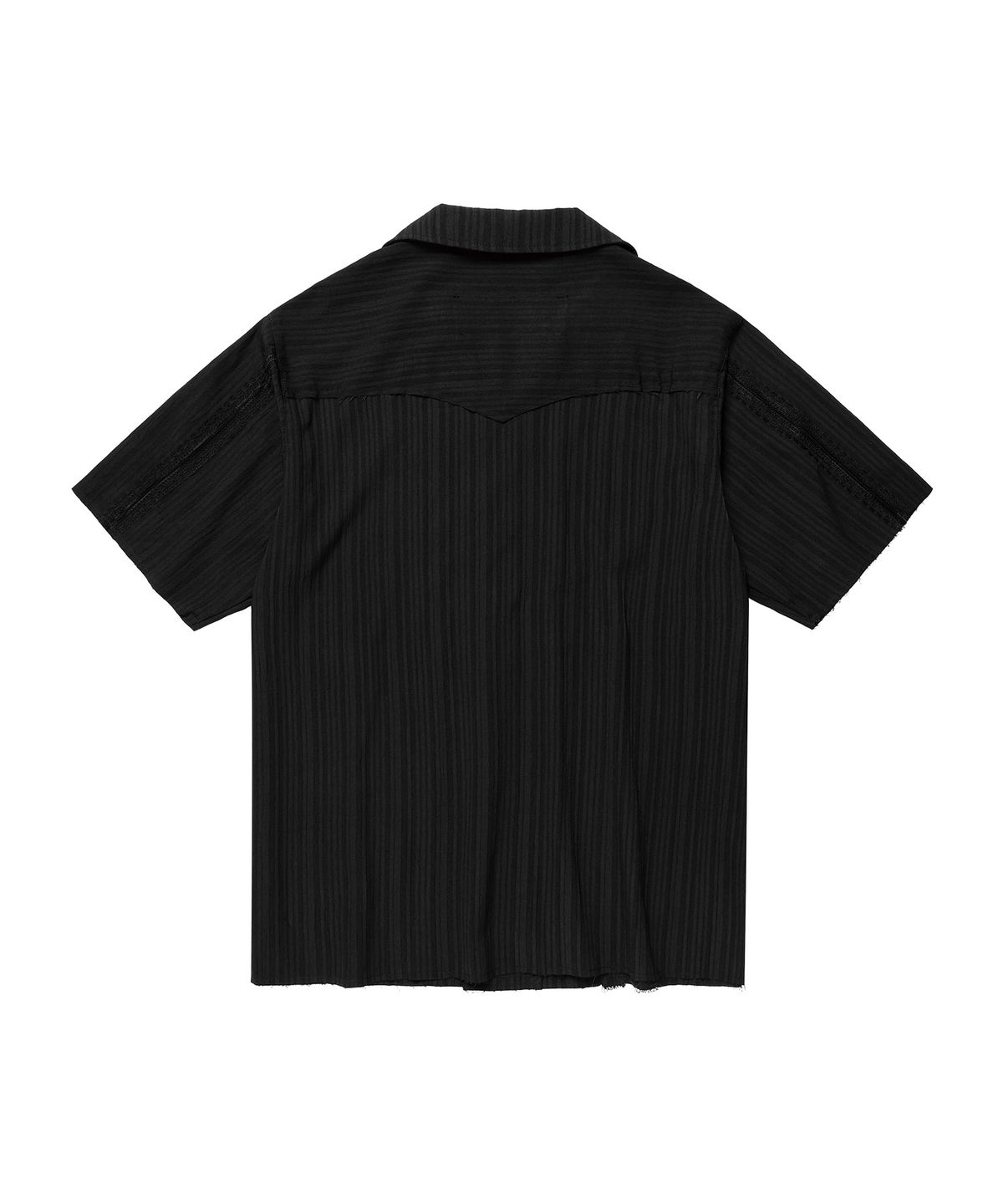 더바이닐하우스(THEVINYLHOUSE) LACE MIXED SHORT SLEEVE SHIRTS BLACK