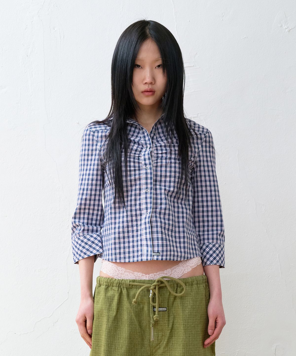 더바이닐하우스(THEVINYLHOUSE) THREE-QUARTER SLEEVE SHIRTS (W) BLUE