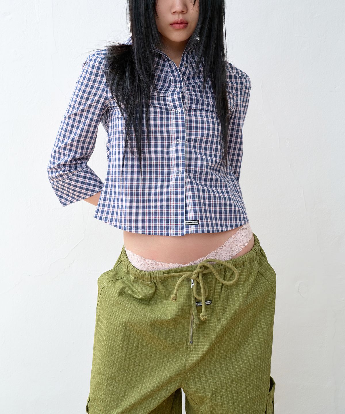 더바이닐하우스(THEVINYLHOUSE) THREE-QUARTER SLEEVE SHIRTS (W) BLUE