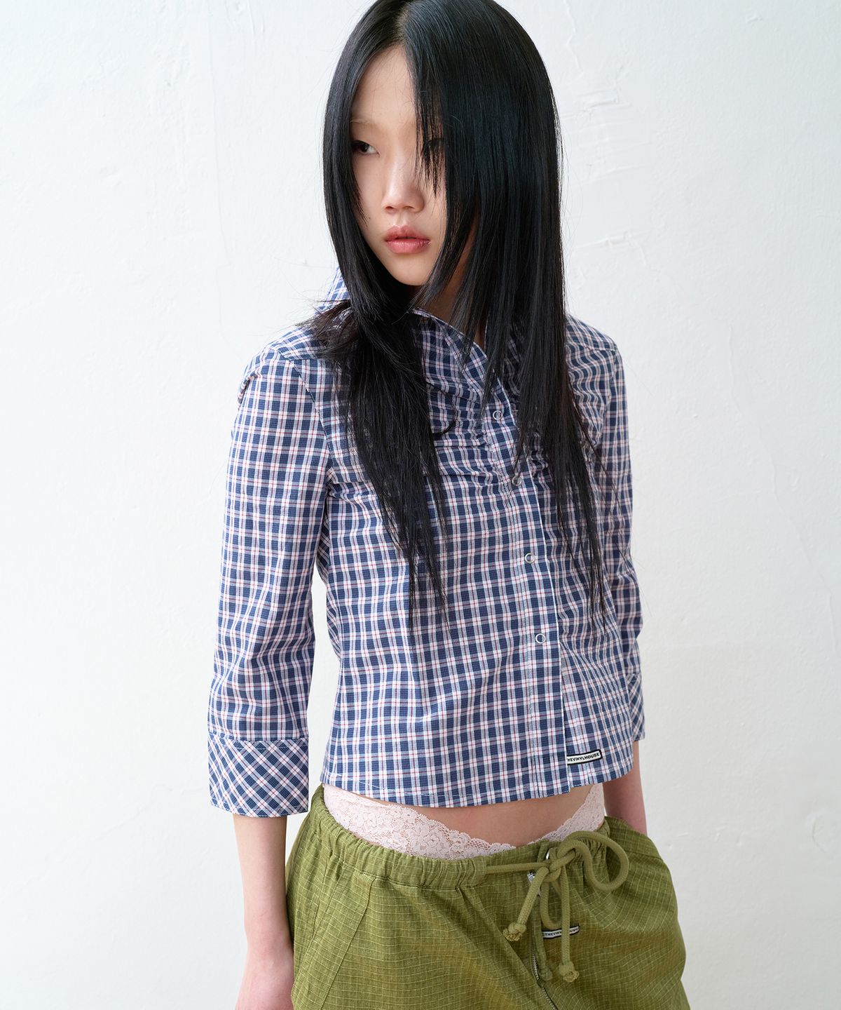 더바이닐하우스(THEVINYLHOUSE) THREE-QUARTER SLEEVE SHIRTS (W) BLUE