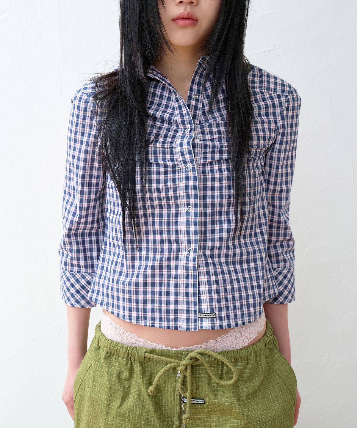 더바이닐하우스(THEVINYLHOUSE) THREE-QUARTER SLEEVE SHIRTS (W) BLUE