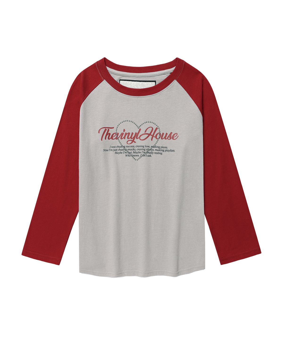 더바이닐하우스(THEVINYLHOUSE) LOVE RAGLAN LS TEE (W) GREY