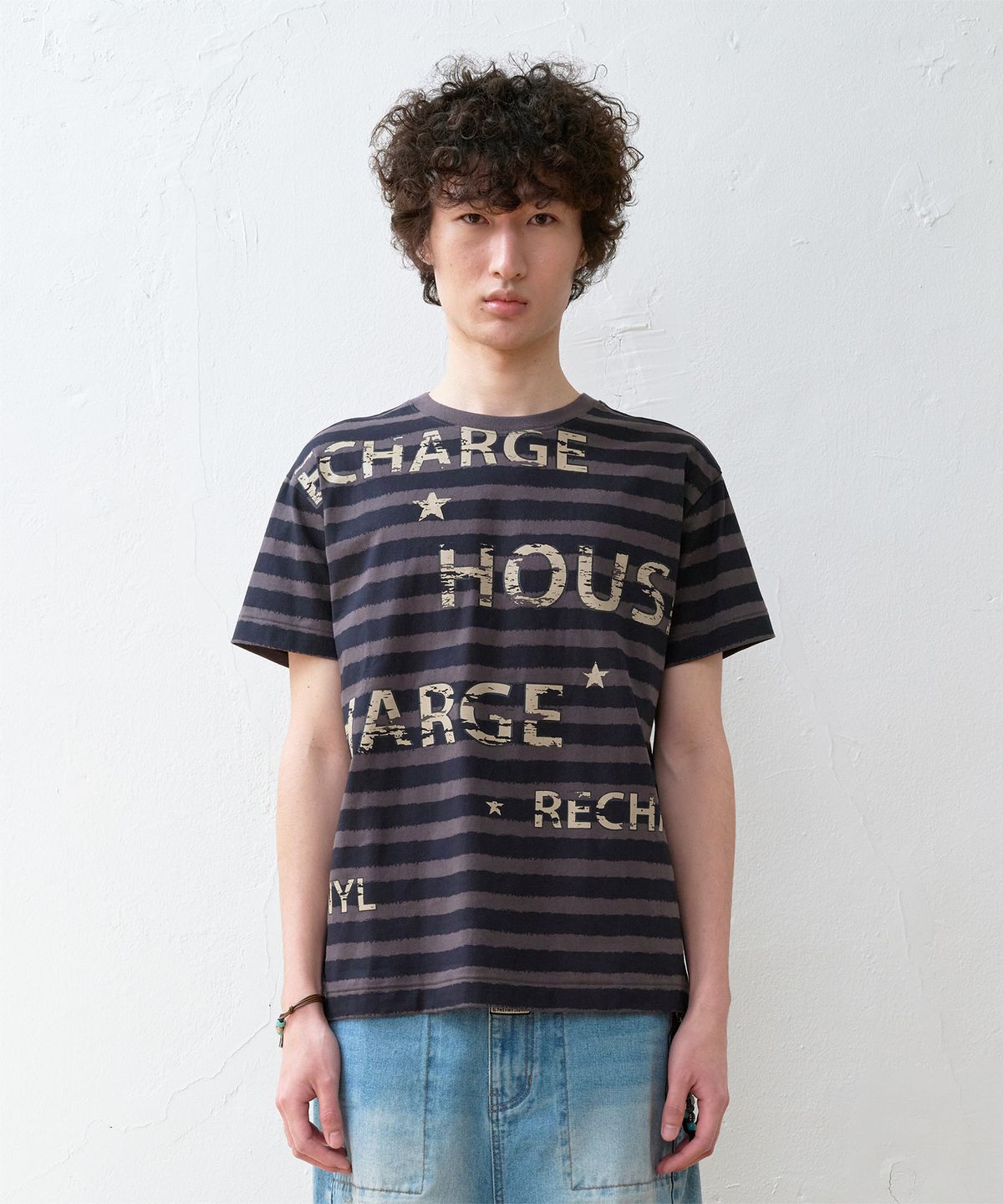 더바이닐하우스(THEVINYLHOUSE) BLEED STRIPE TEE BLUE