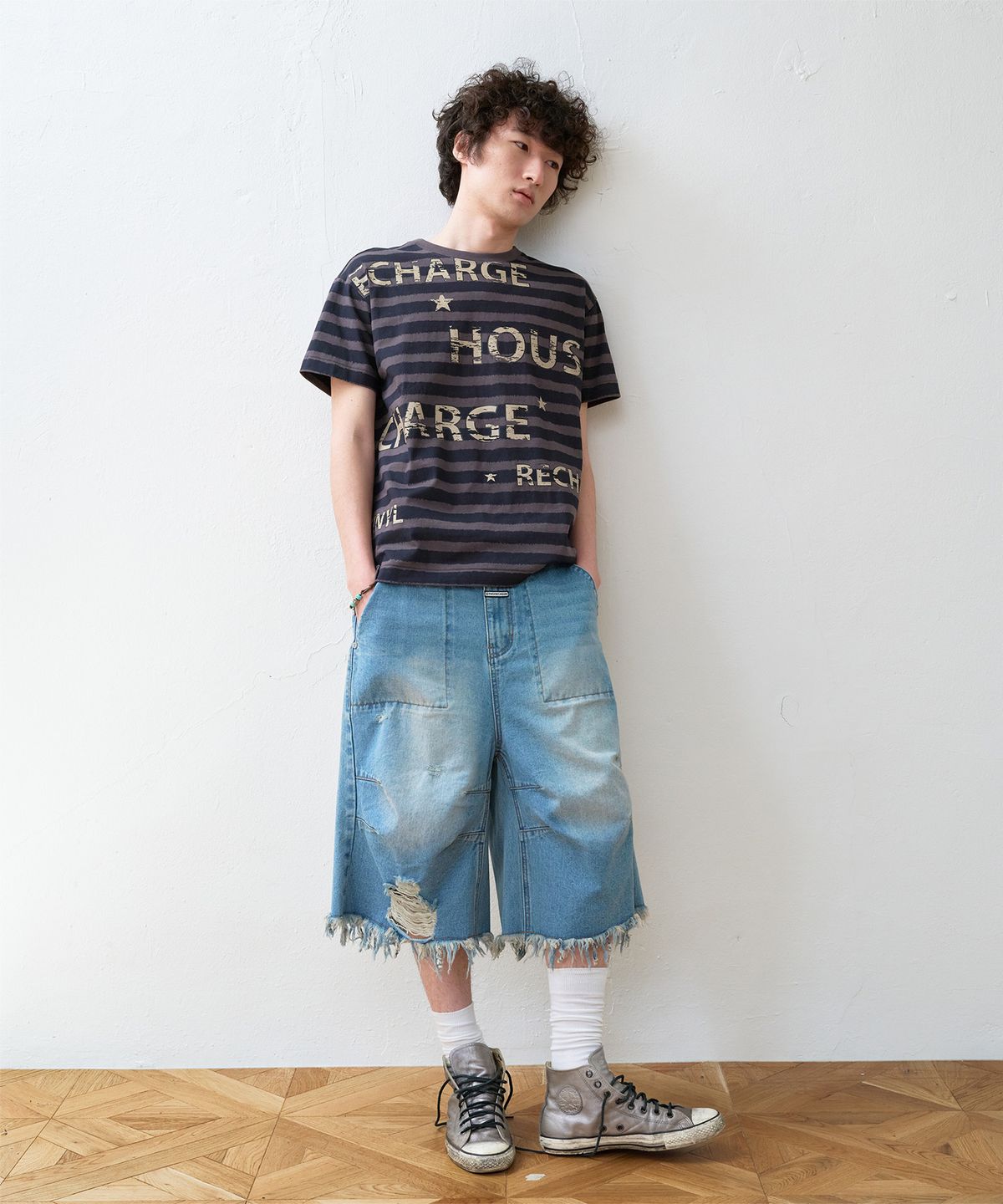 더바이닐하우스(THEVINYLHOUSE) BLEED STRIPE TEE BLUE