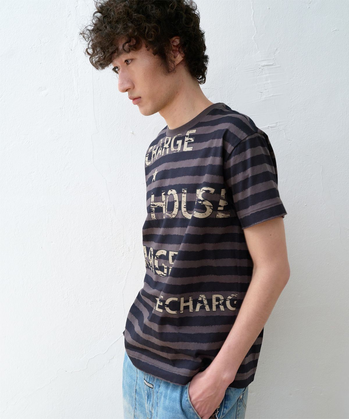 더바이닐하우스(THEVINYLHOUSE) BLEED STRIPE TEE BLUE