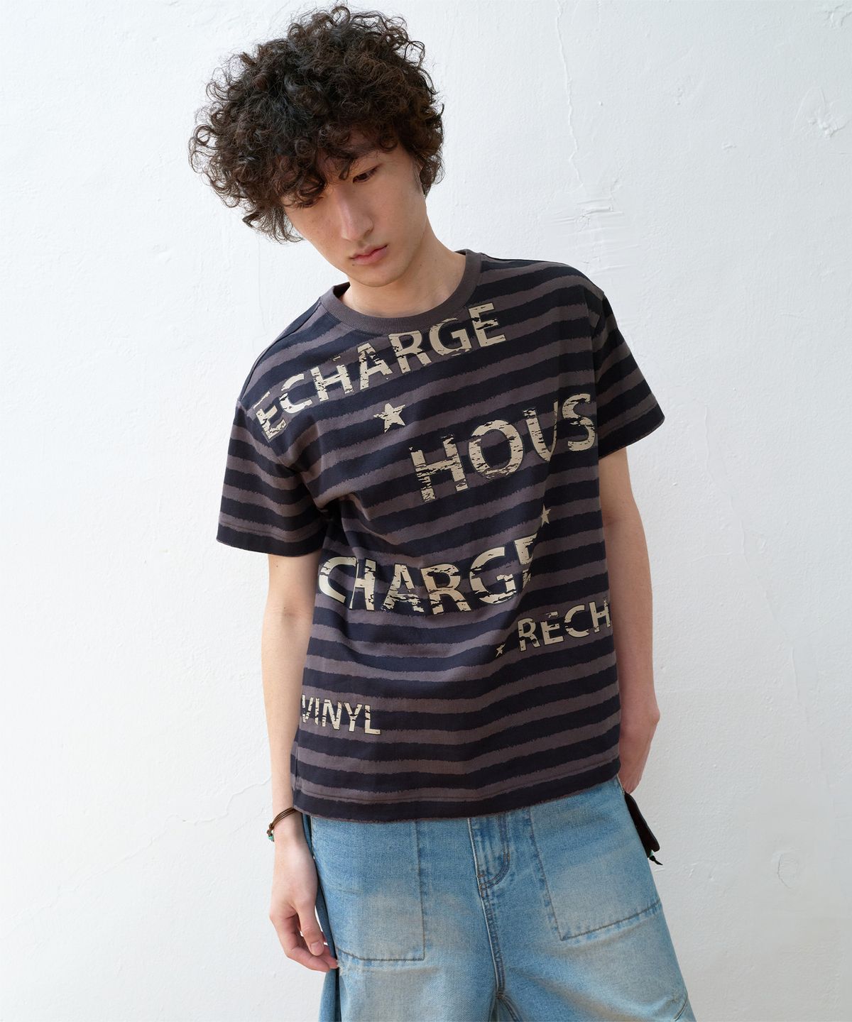 더바이닐하우스(THEVINYLHOUSE) BLEED STRIPE TEE BLUE