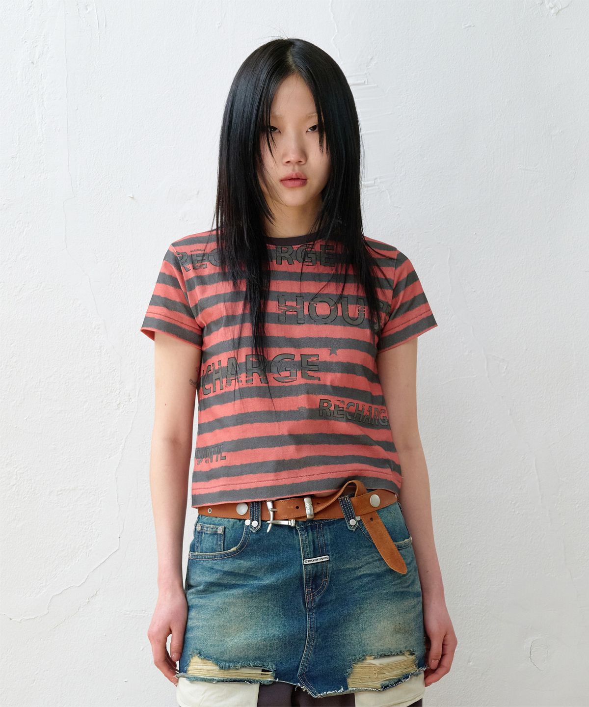 더바이닐하우스(THEVINYLHOUSE) BLEED STRIPE TEE RED