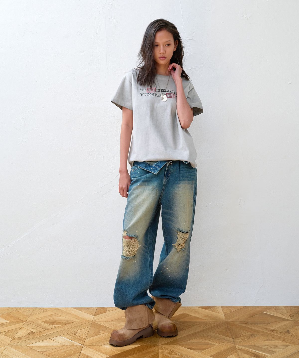 더바이닐하우스(THEVINYLHOUSE) FADED TIME TEE GREY