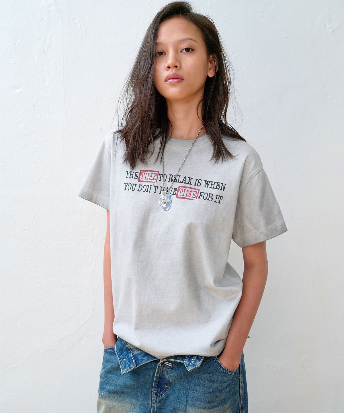 더바이닐하우스(THEVINYLHOUSE) FADED TIME TEE GREY