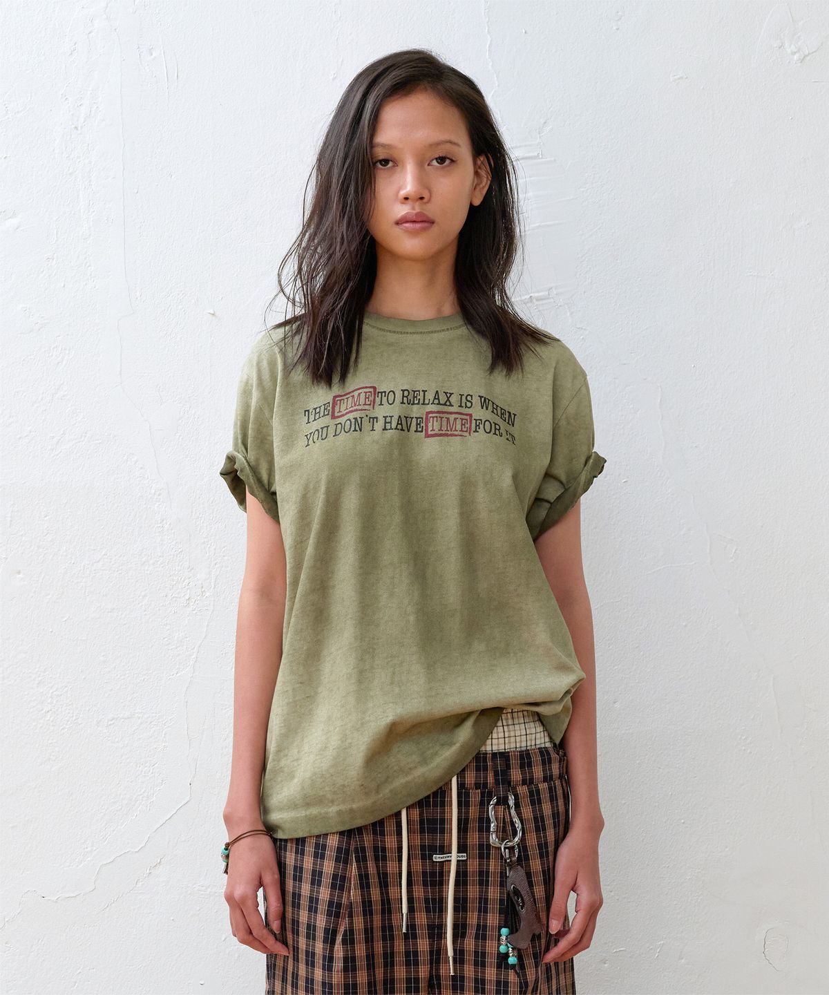 더바이닐하우스(THEVINYLHOUSE) FADED TIME TEE OLIVE