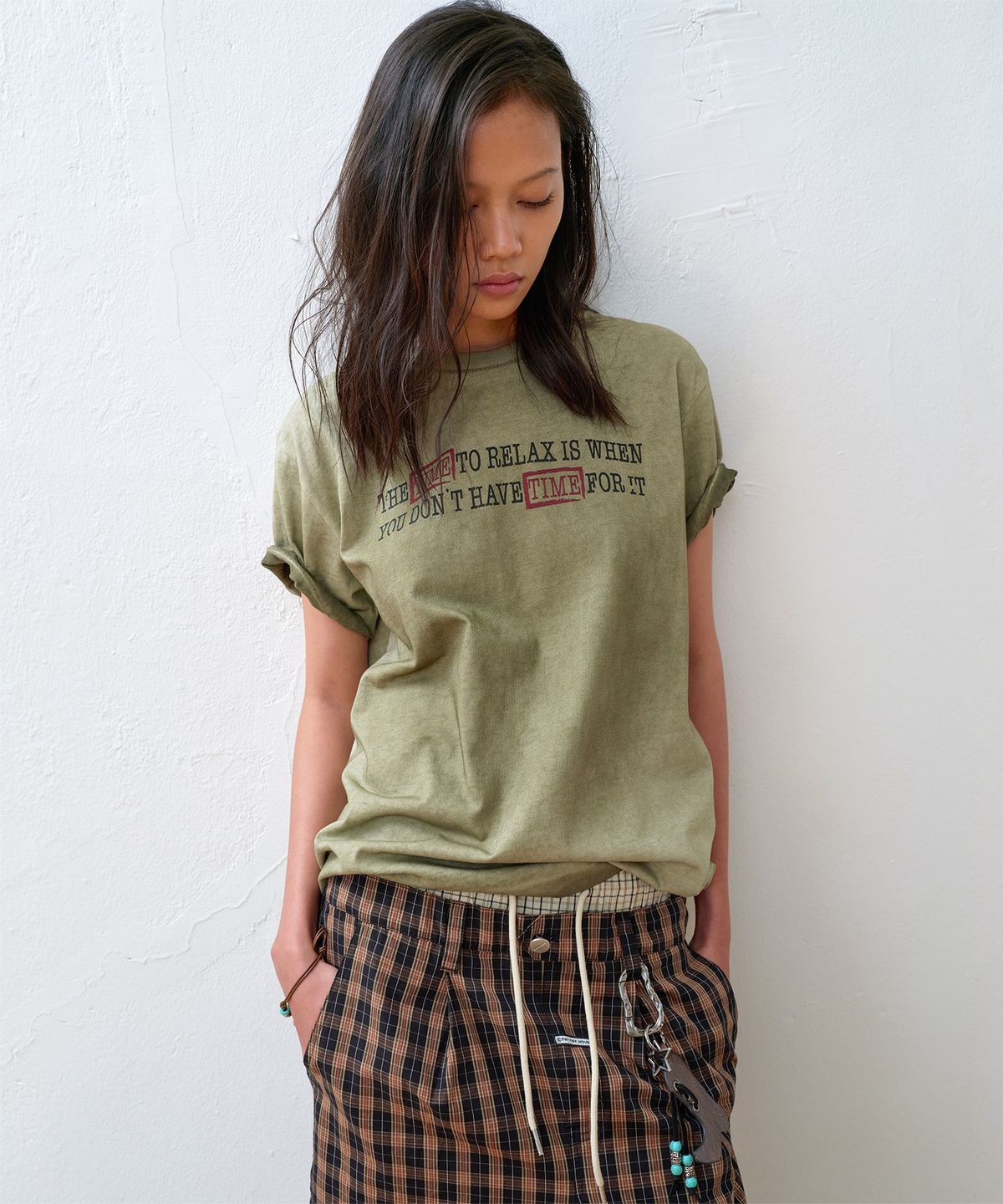 더바이닐하우스(THEVINYLHOUSE) FADED TIME TEE OLIVE