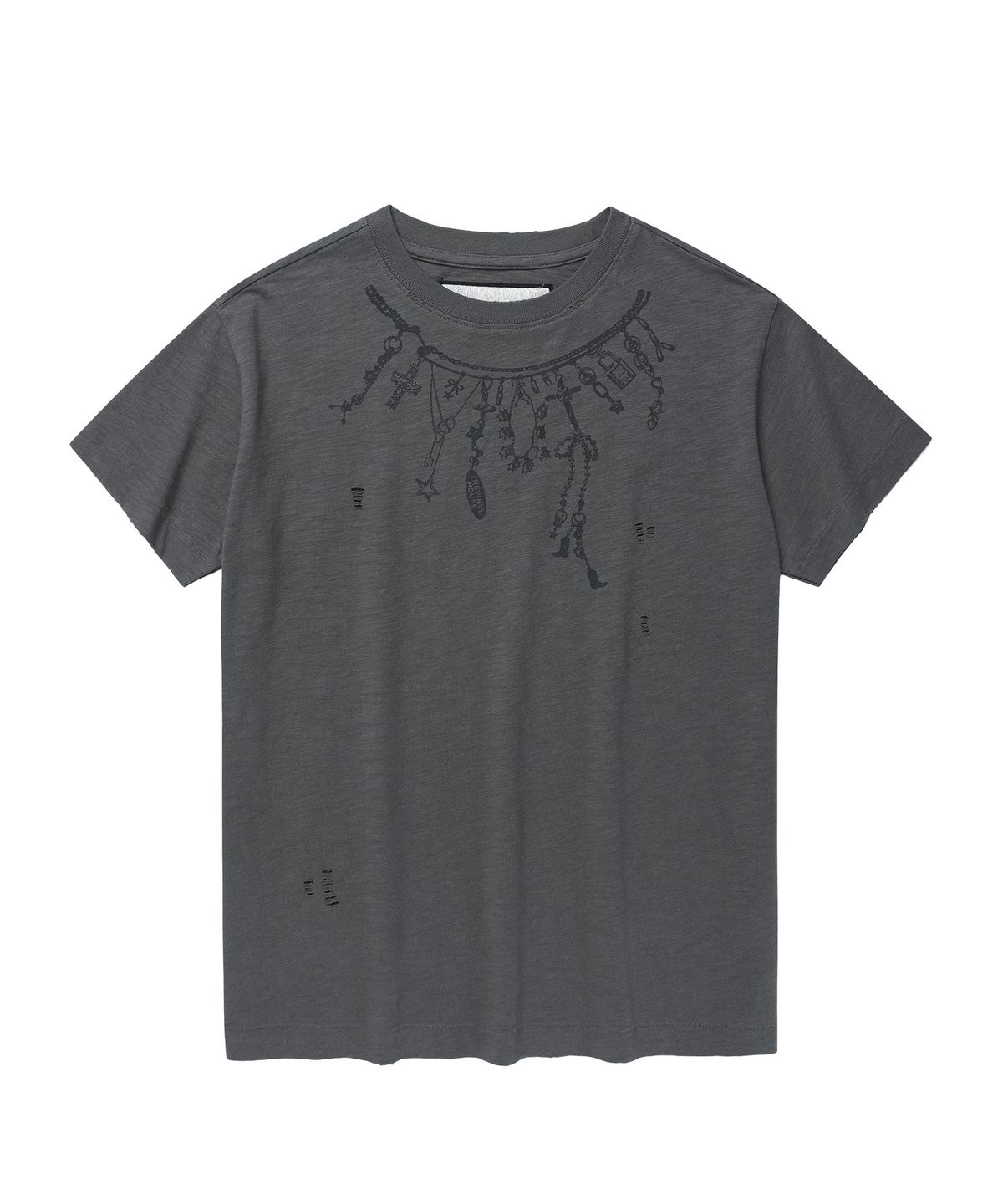 더바이닐하우스(THEVINYLHOUSE) NECKLACE VINTAGE SLUB TEE CHARCOAL