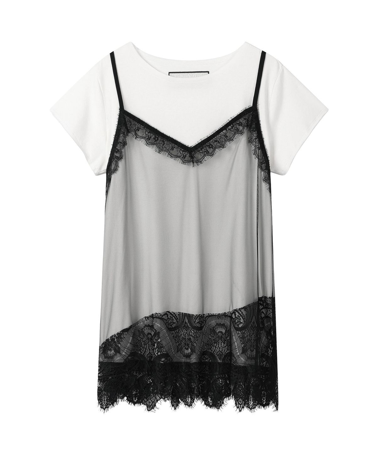 더바이닐하우스(THEVINYLHOUSE) LACE LAYERED ONE-PIECE (W) WHITE