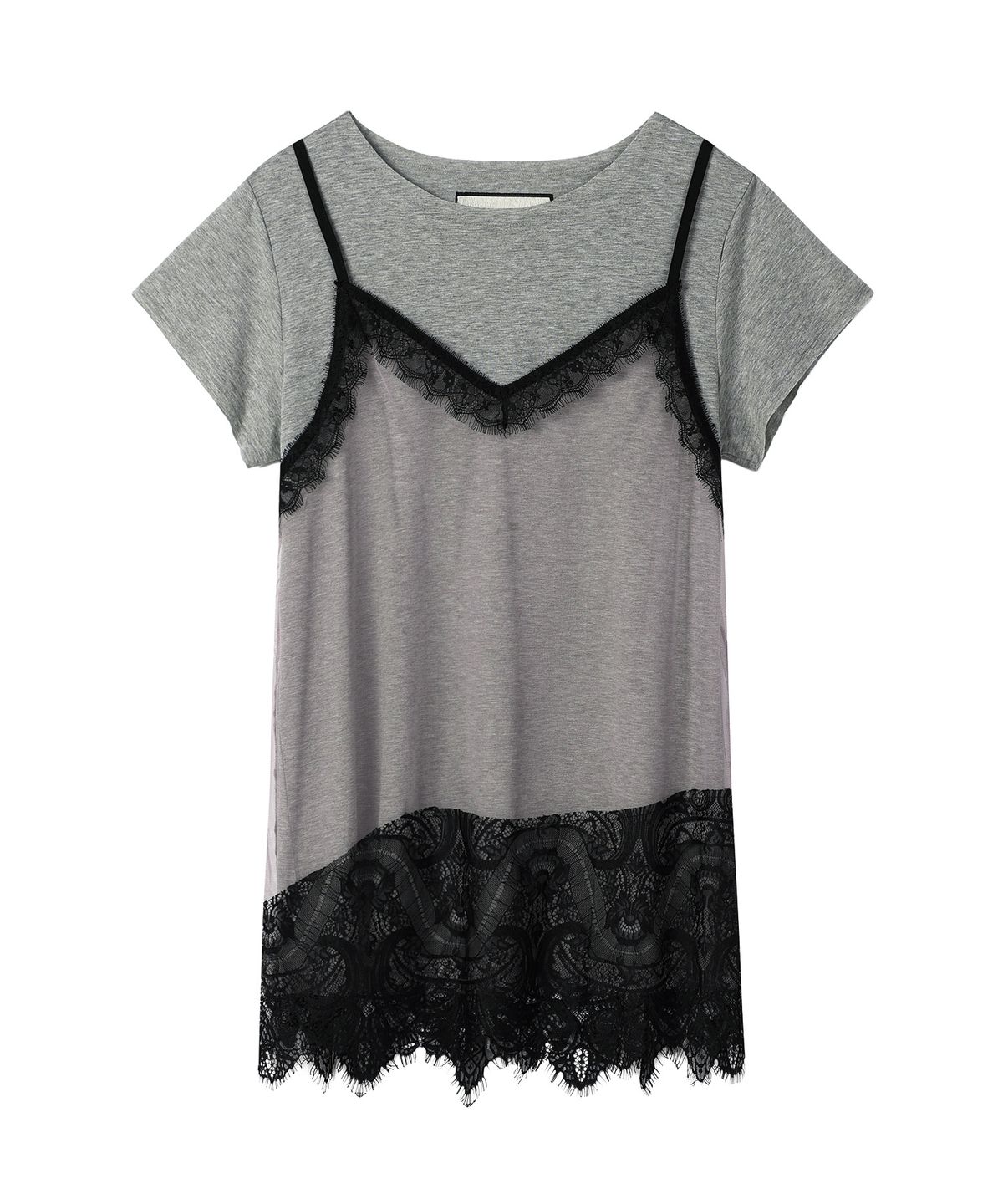 더바이닐하우스(THEVINYLHOUSE) LACE LAYERED ONE-PIECE (W) GREY
