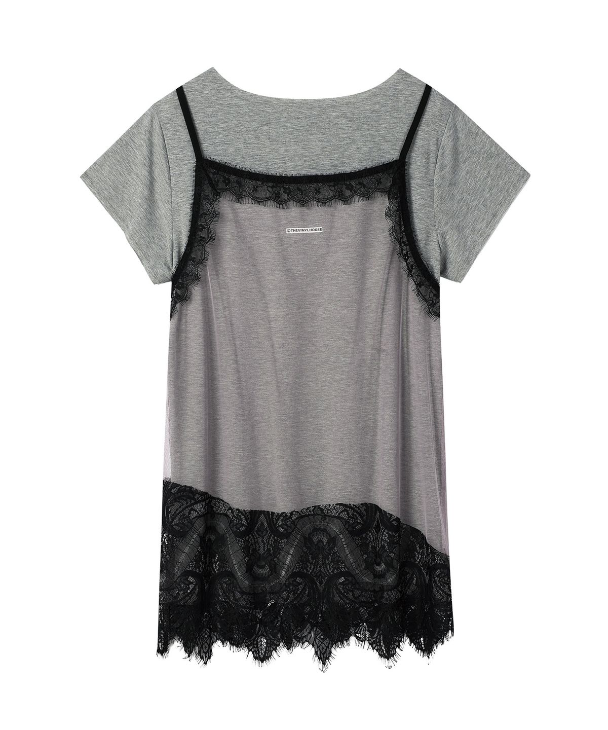 더바이닐하우스(THEVINYLHOUSE) LACE LAYERED ONE-PIECE (W) GREY