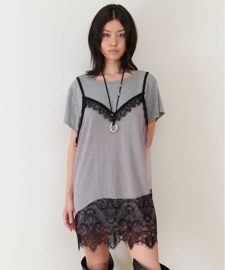 LACE LAYERED ONE-PIECE (W) GREY