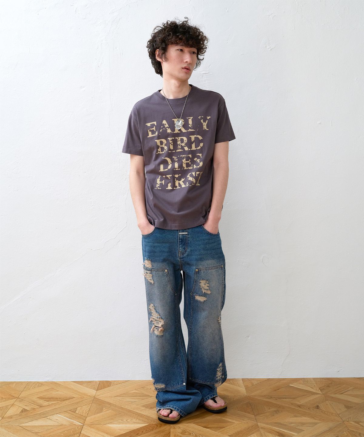 더바이닐하우스(THEVINYLHOUSE) EARLY BIRD DIES TEE CHARCOAL