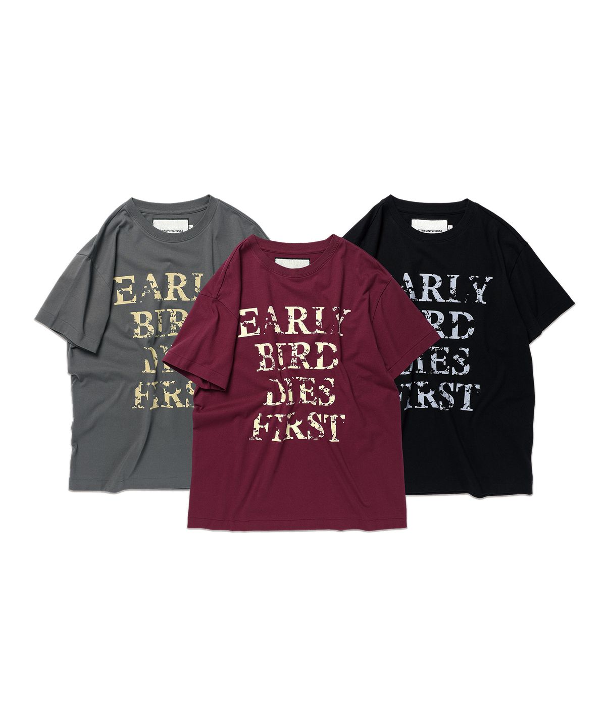 더바이닐하우스(THEVINYLHOUSE) EARLY BIRD DIES TEE BLACK