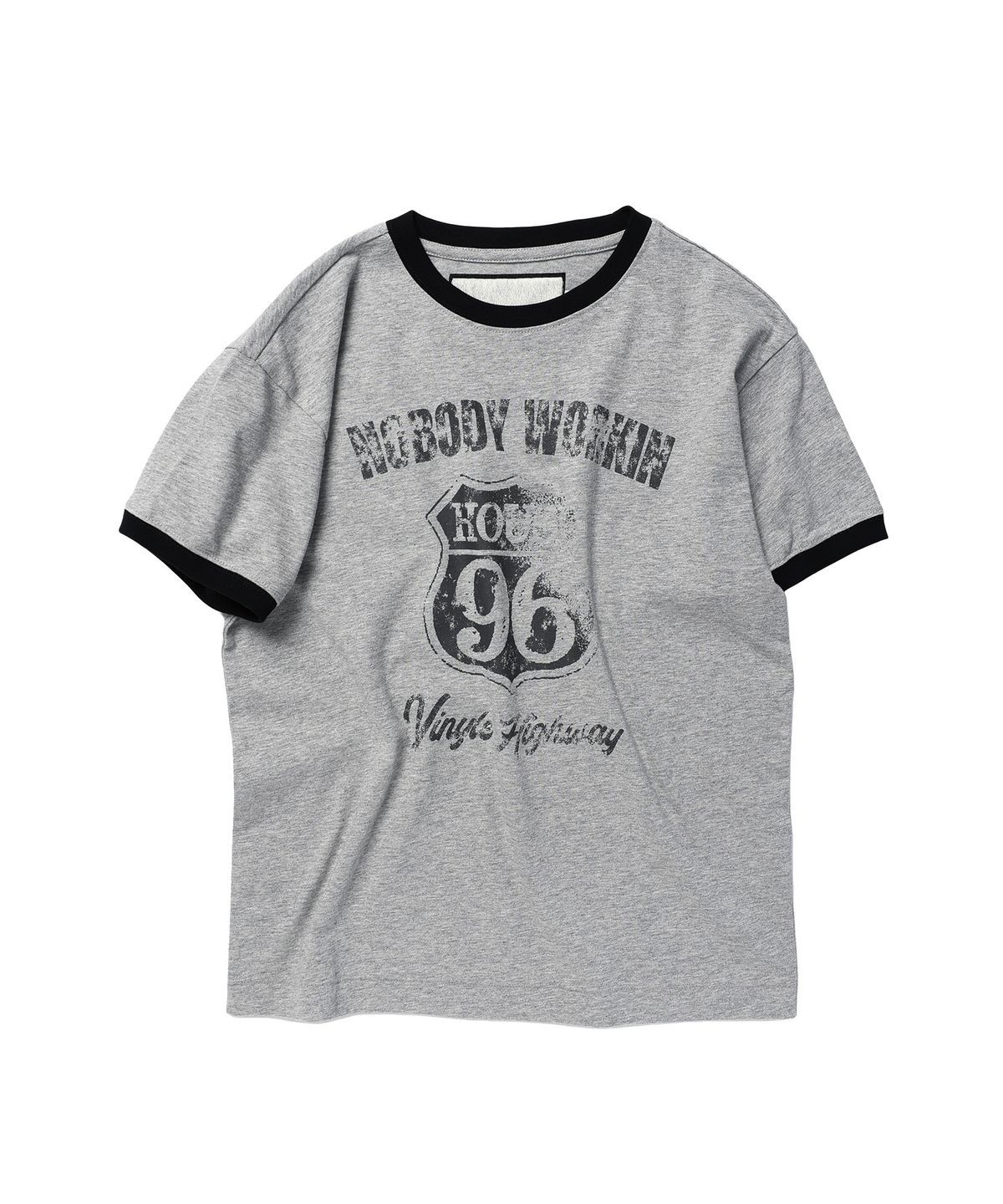 더바이닐하우스(THEVINYLHOUSE) NOBODY WORK RINGER TEE GREY