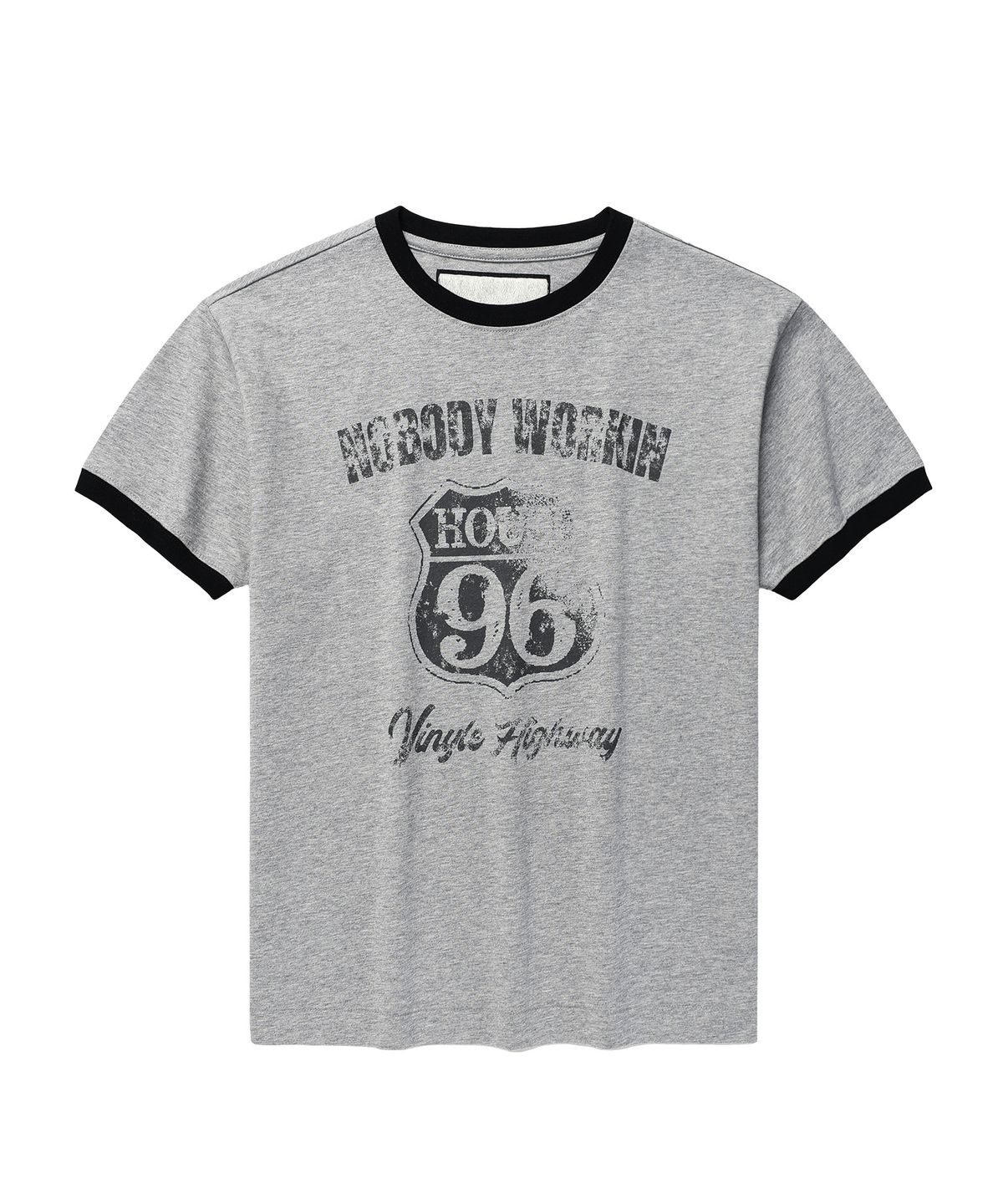 더바이닐하우스(THEVINYLHOUSE) NOBODY WORK RINGER TEE GREY