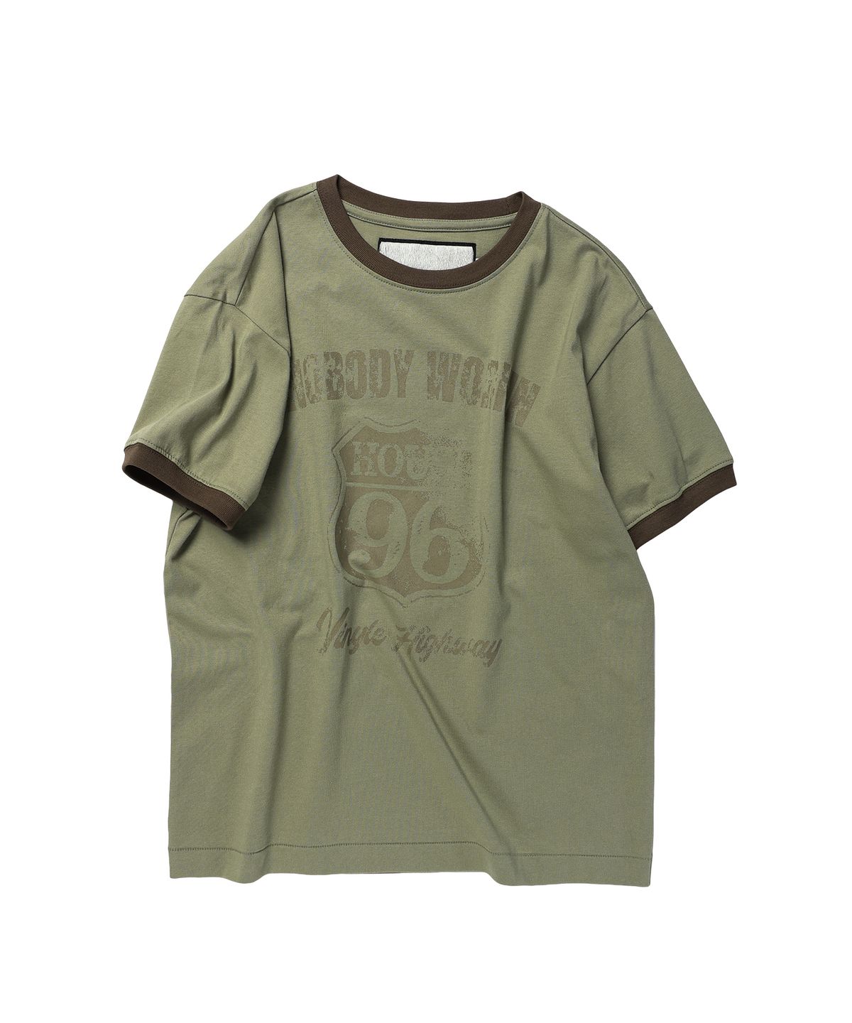 더바이닐하우스(THEVINYLHOUSE) NOBODY WORK RINGER TEE OLIVE