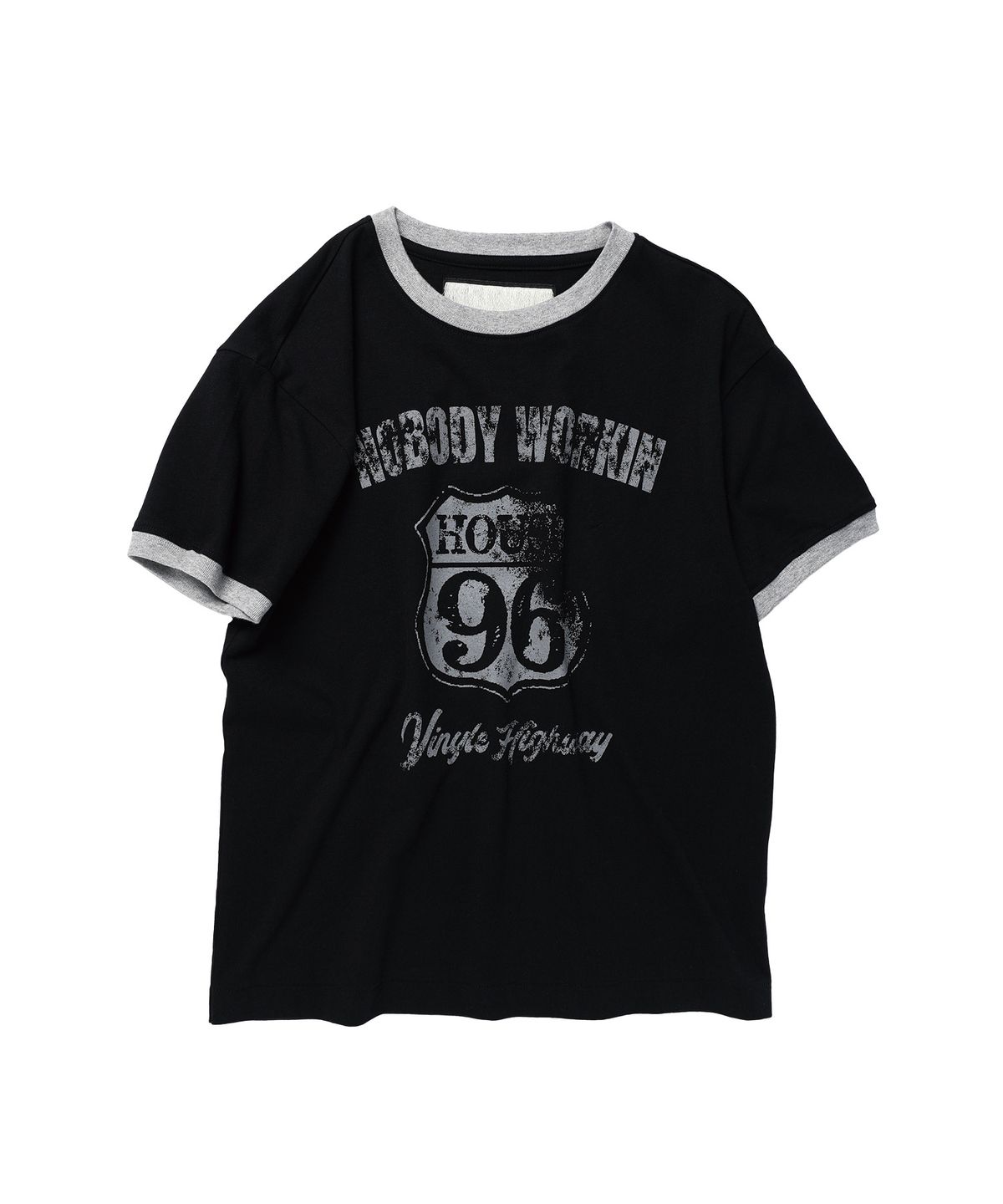 더바이닐하우스(THEVINYLHOUSE) NOBODY WORK RINGER TEE BLACK