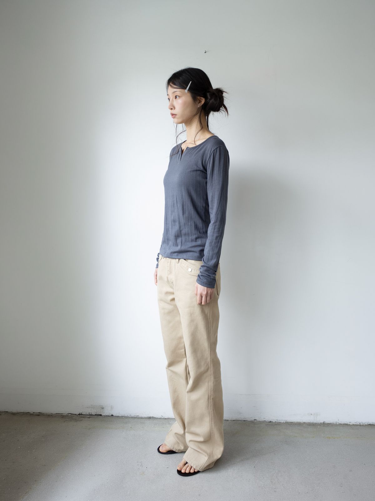 온스카(ONSKA) STRAIGHT FLARE DENIM PANTS (HONEY BEIGE)