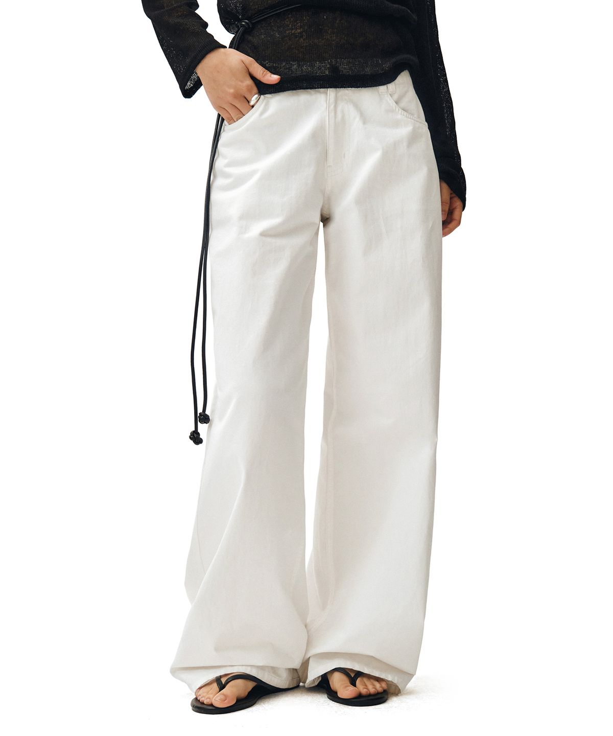 데케트 우먼(DECET WOMEN) [린넨라이크]Linen Like Wide Jeans DCWPT028IVORY