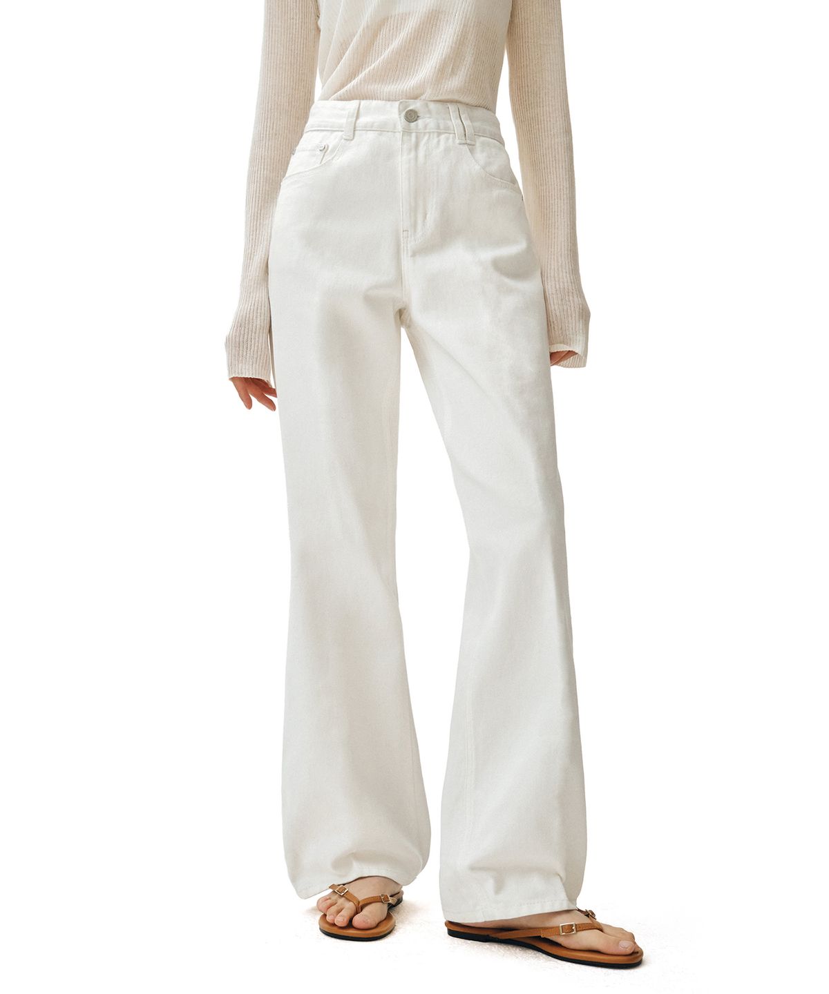데케트 우먼(DECET WOMEN) [린넨라이크]Linen Like Semi Flared Jeans DCWPT027IVORY